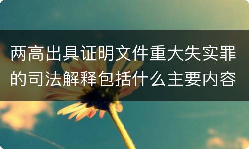 两高出具证明文件重大失实罪的司法解释包括什么主要内容