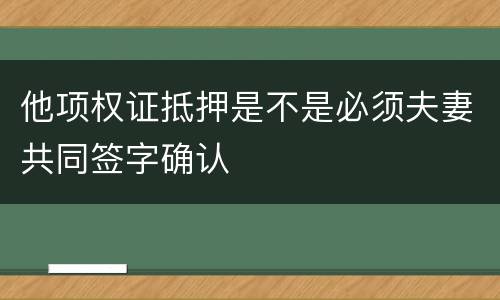 他项权证抵押是不是必须夫妻共同签字确认