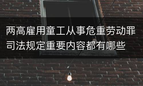 两高雇用童工从事危重劳动罪司法规定重要内容都有哪些