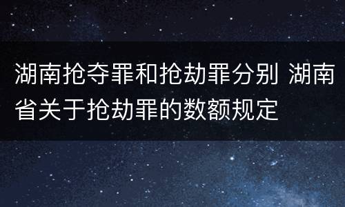 湖南抢夺罪和抢劫罪分别 湖南省关于抢劫罪的数额规定