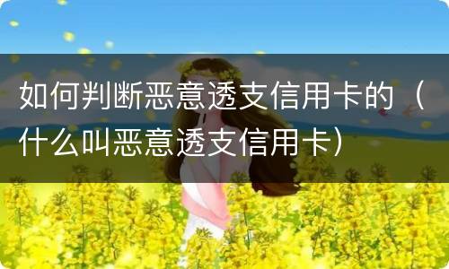 如何判断恶意透支信用卡的（什么叫恶意透支信用卡）