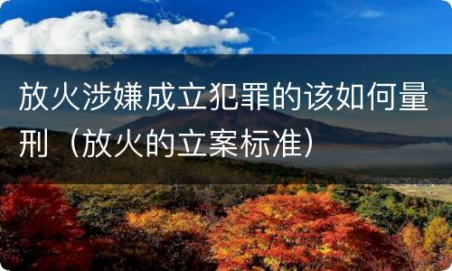 放火涉嫌成立犯罪的该如何量刑（放火的立案标准）