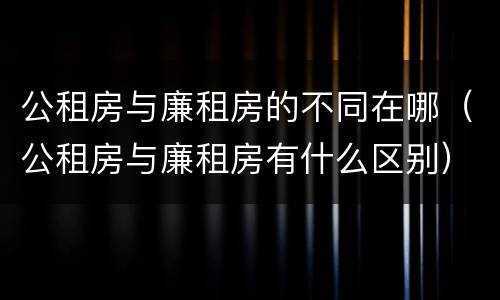 公租房与廉租房的不同在哪（公租房与廉租房有什么区别）