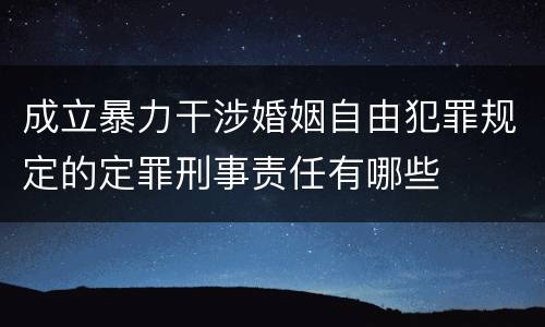 成立暴力干涉婚姻自由犯罪规定的定罪刑事责任有哪些