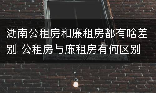 湖南公租房和廉租房都有啥差别 公租房与廉租房有何区别