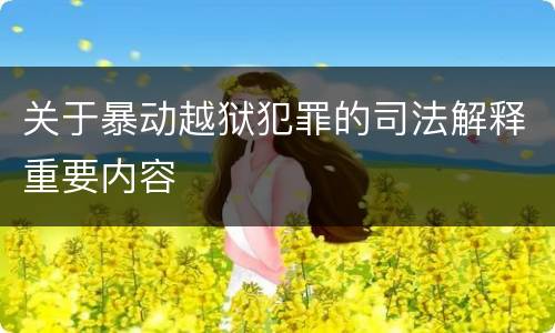 关于暴动越狱犯罪的司法解释重要内容