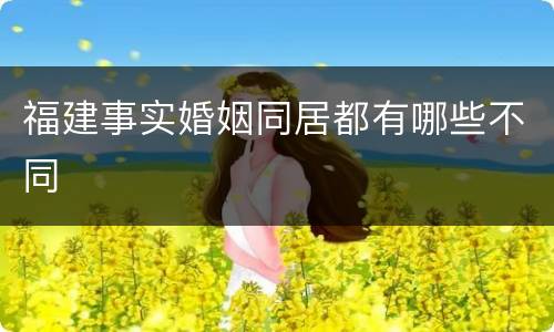 福建事实婚姻同居都有哪些不同
