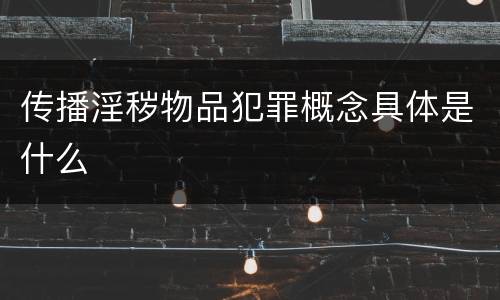 传播淫秽物品犯罪概念具体是什么