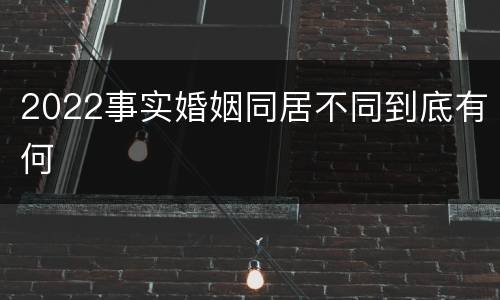 2022事实婚姻同居不同到底有何
