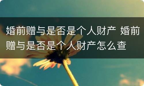 婚前赠与是否是个人财产 婚前赠与是否是个人财产怎么查