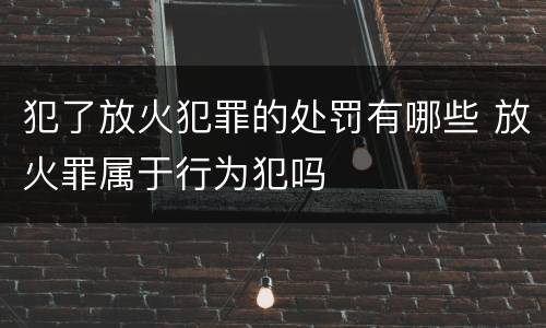 犯了放火犯罪的处罚有哪些 放火罪属于行为犯吗