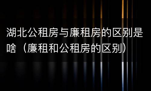 湖北公租房与廉租房的区别是啥（廉租和公租房的区别）