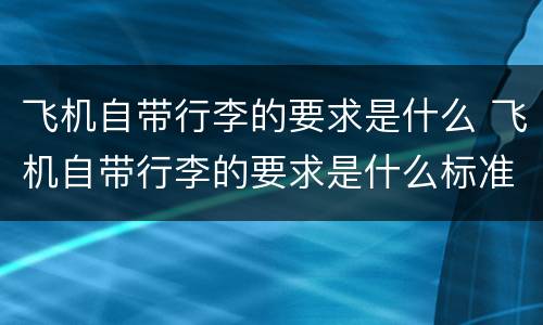 飞机自带行李的要求是什么 飞机自带行李的要求是什么标准