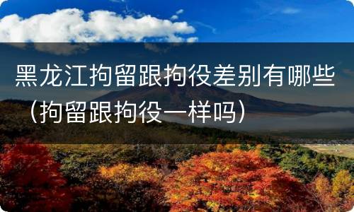 黑龙江拘留跟拘役差别有哪些（拘留跟拘役一样吗）