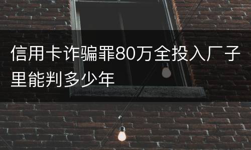 信用卡诈骗罪80万全投入厂子里能判多少年