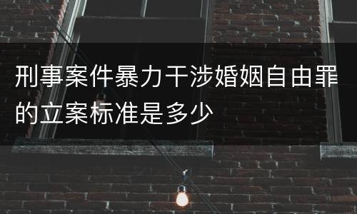 刑事案件暴力干涉婚姻自由罪的立案标准是多少