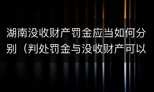 湖南没收财产罚金应当如何分别（判处罚金与没收财产可以并罚吗）