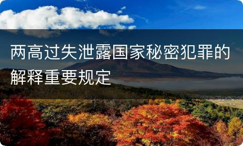 两高过失泄露国家秘密犯罪的解释重要规定