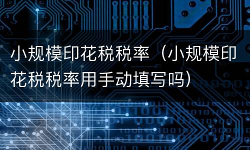 小规模印花税税率（小规模印花税税率用手动填写吗）