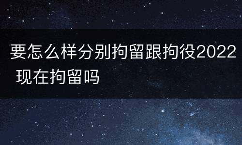 要怎么样分别拘留跟拘役2022 现在拘留吗