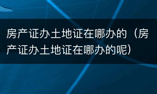 房产证办土地证在哪办的（房产证办土地证在哪办的呢）