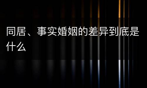 同居、事实婚姻的差异到底是什么
