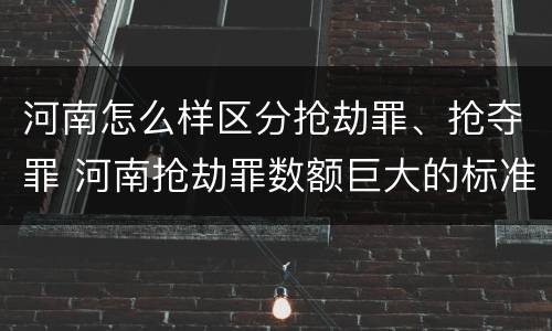 河南怎么样区分抢劫罪、抢夺罪 河南抢劫罪数额巨大的标准
