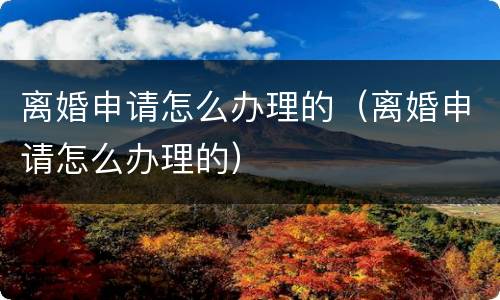 离婚申请怎么办理的（离婚申请怎么办理的）