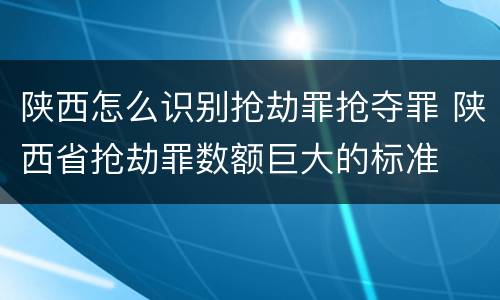 陕西怎么识别抢劫罪抢夺罪 陕西省抢劫罪数额巨大的标准