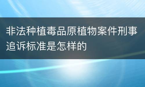 非法种植毒品原植物案件刑事追诉标准是怎样的