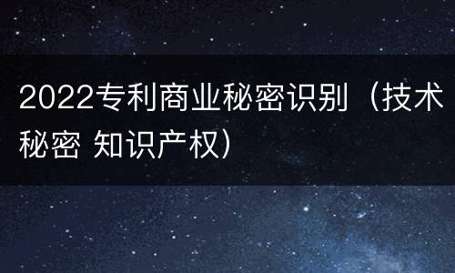 2022专利商业秘密识别（技术秘密 知识产权）