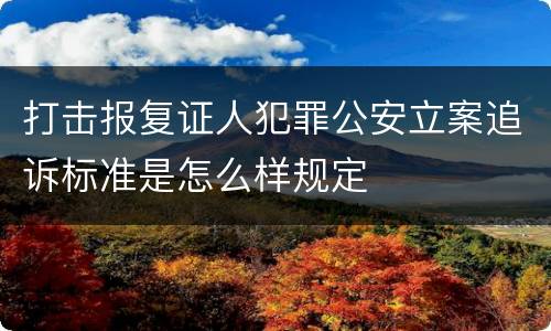 打击报复证人犯罪公安立案追诉标准是怎么样规定