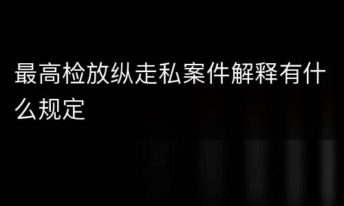 最高检放纵走私案件解释有什么规定