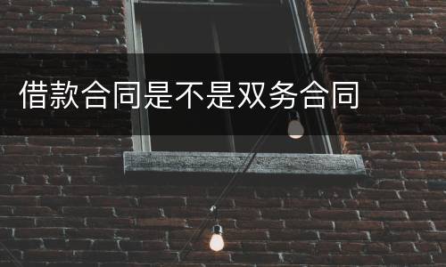 借款合同是不是双务合同