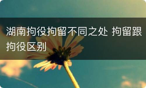 湖南拘役拘留不同之处 拘留跟拘役区别