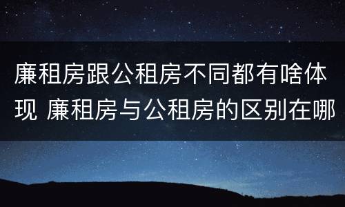 廉租房跟公租房不同都有啥体现 廉租房与公租房的区别在哪里