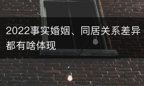 2022事实婚姻、同居关系差异都有啥体现