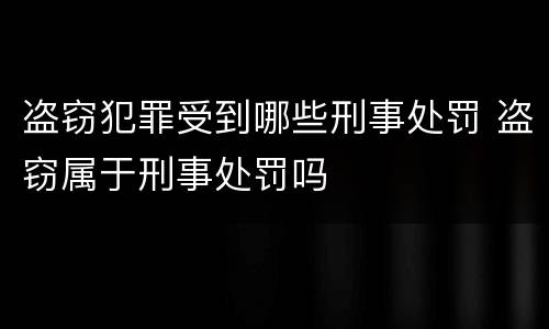 盗窃犯罪受到哪些刑事处罚 盗窃属于刑事处罚吗