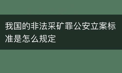 我国的非法采矿罪公安立案标准是怎么规定