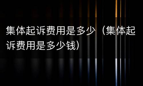 集体起诉费用是多少（集体起诉费用是多少钱）