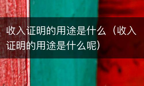 收入证明的用途是什么（收入证明的用途是什么呢）