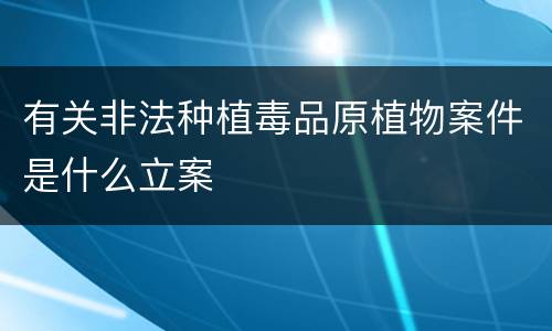 有关非法种植毒品原植物案件是什么立案