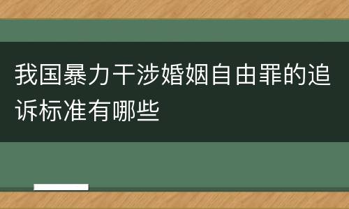 我国暴力干涉婚姻自由罪的追诉标准有哪些