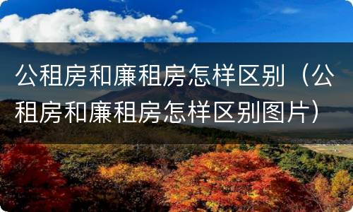 公租房和廉租房怎样区别（公租房和廉租房怎样区别图片）