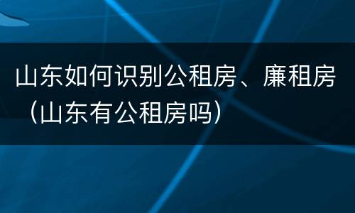 山东如何识别公租房、廉租房(山东有公租房吗)
