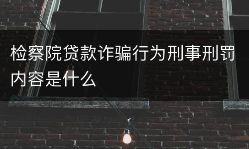 检察院贷款诈骗行为刑事刑罚内容是什么