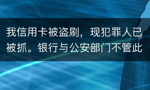 我信用卡被盗刷，现犯罪人已被抓。银行与公安部门不管此事。我如何能取回款项呢项呢