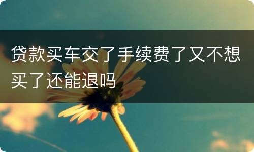 贷款买车交了手续费了又不想买了还能退吗