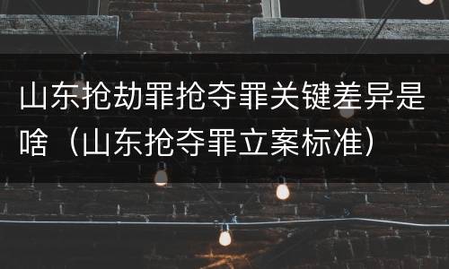 山东抢劫罪抢夺罪关键差异是啥（山东抢夺罪立案标准）