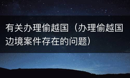 有关办理偷越国（办理偷越国边境案件存在的问题）